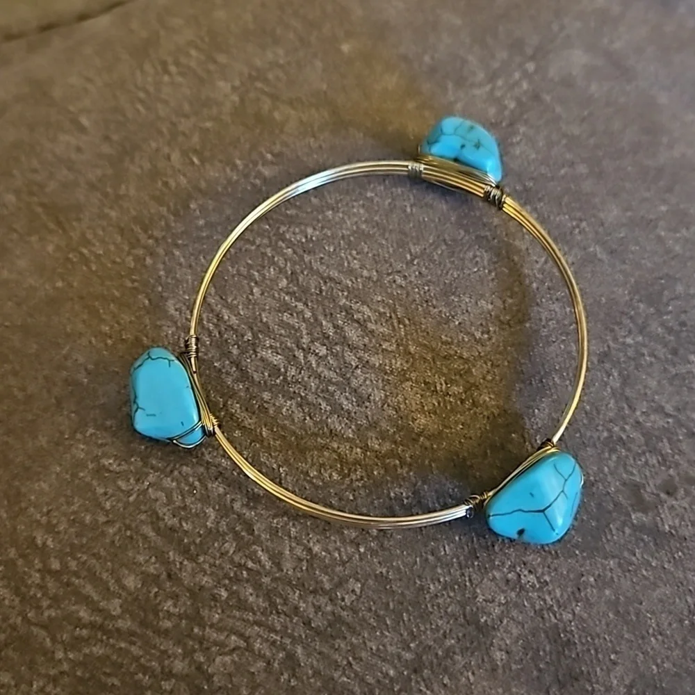 Cowboy Core Western Faux Turquoise Wire Wrapped Bracelet